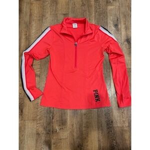 Victoria's Secret PINK Coral Pink Athletic Quarter Zip Pullover Dog Zipper